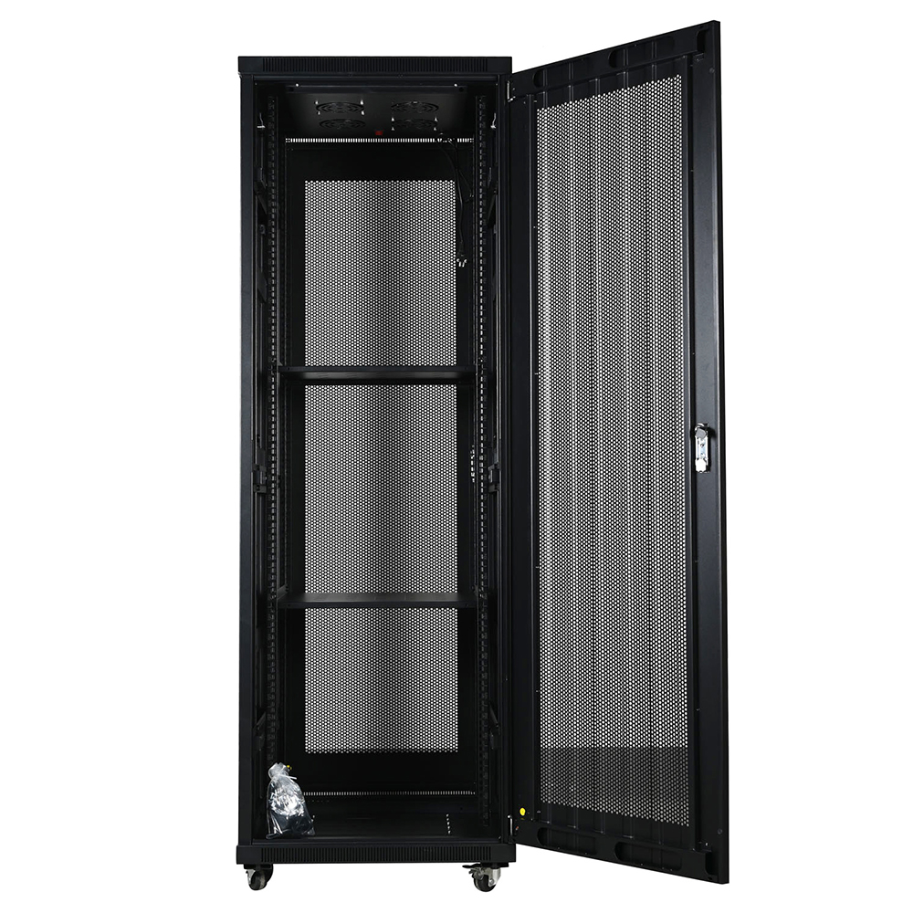 42u gabinete de rack de servidor perfurado de onda plana de 19 polegadas