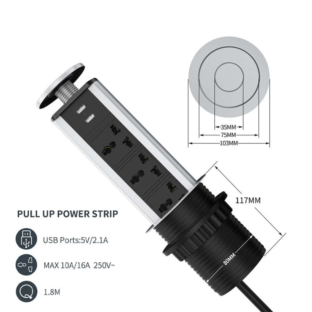 Tomadas pop-up de mesa universais