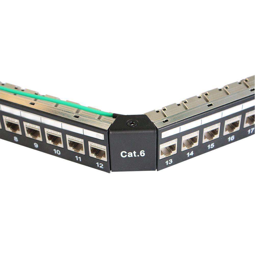  1U 24 portas FTP em ângulo CAT6 Patch Panel com tomadas sem ferramentas