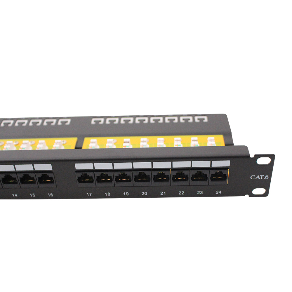 1U 24 portas cat6 110 IDC UTP patch panel de 90 graus