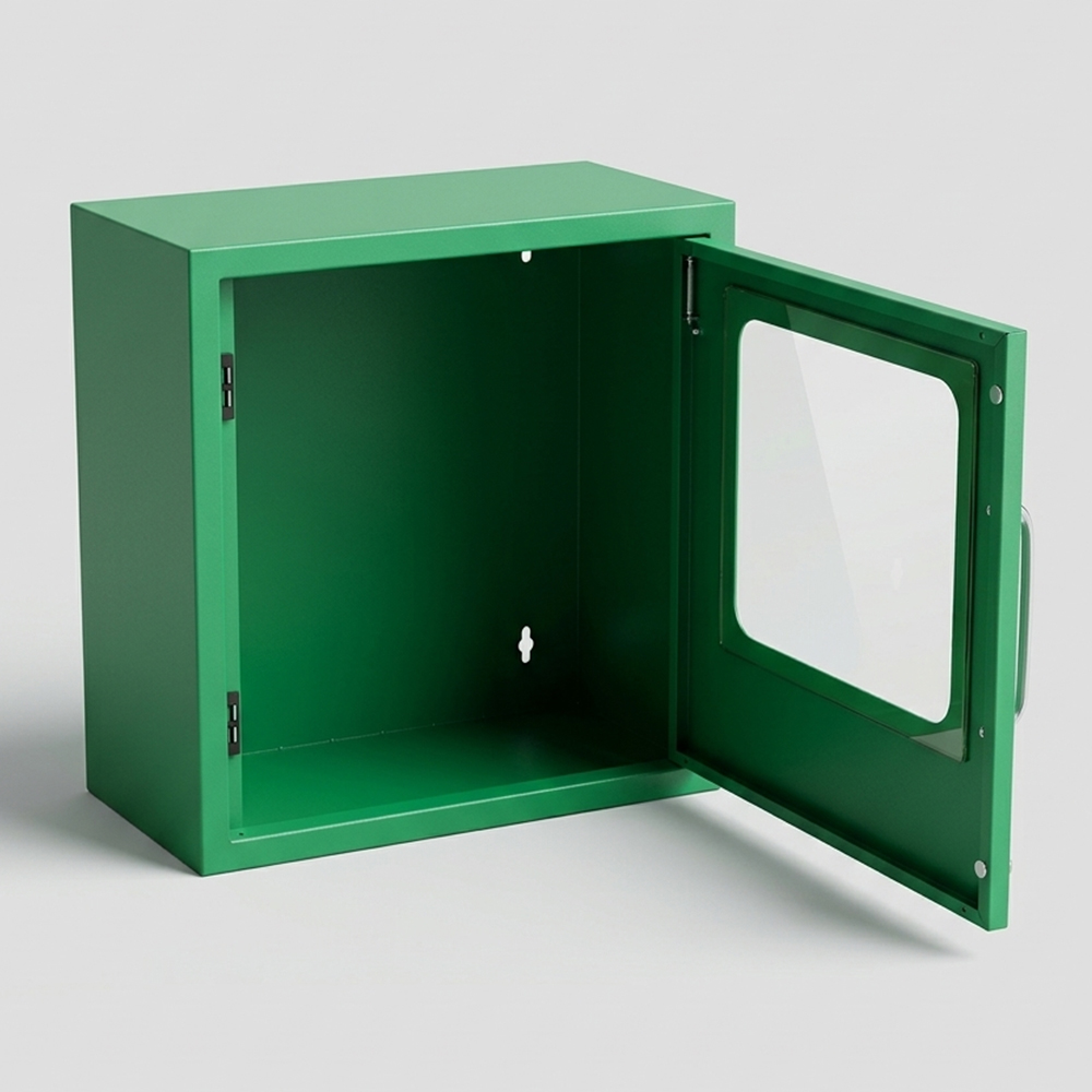 Armário de armazenamento em aço montado na parede com porta de vidro - fecho magnético, 380×210×382mm