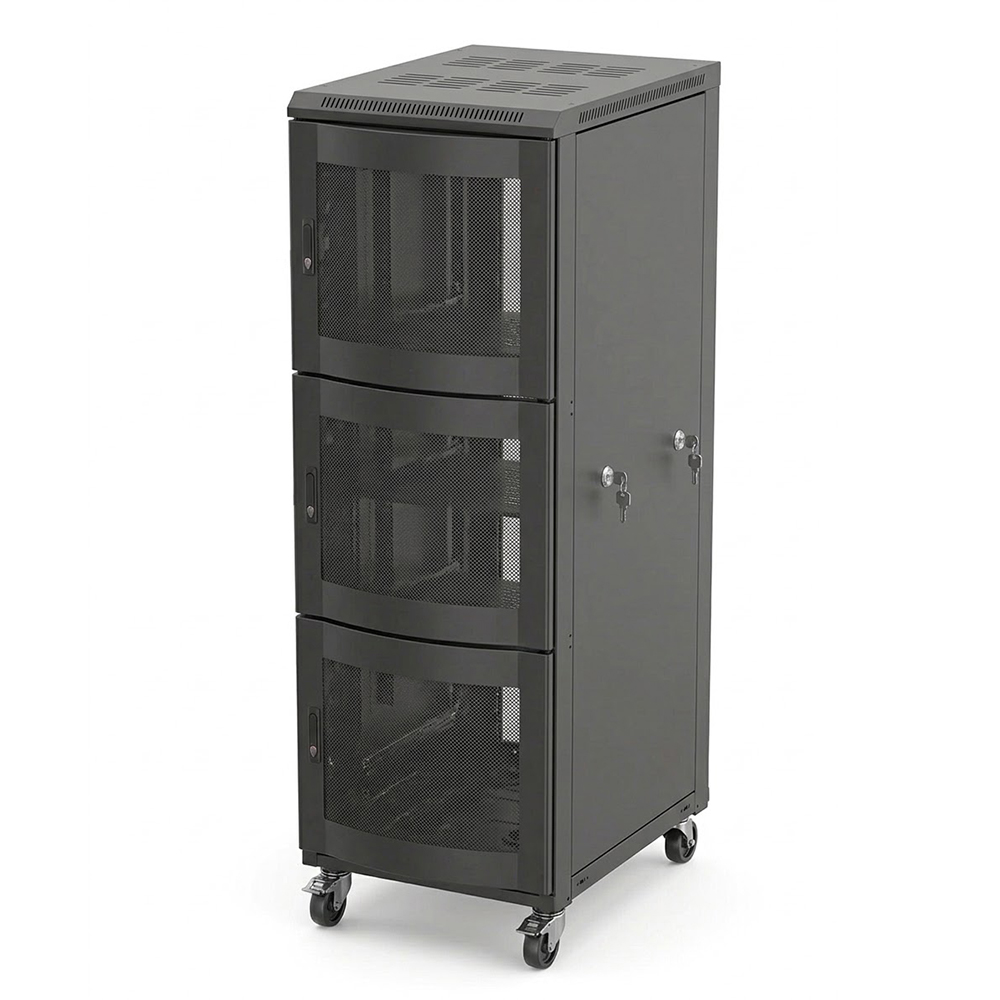 Gabinete de rack de servidor 42U com 3 compartimentos 800x1000 | Gabinete de rede resistente de perfil de 9 dobras com portas de malha ARC 