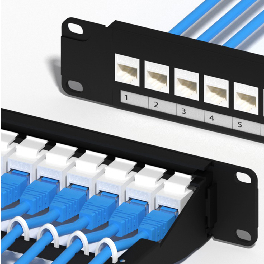 1U 24 portas FTP painel de remendo de cobre Ethenet em branco com obturador e aterramento