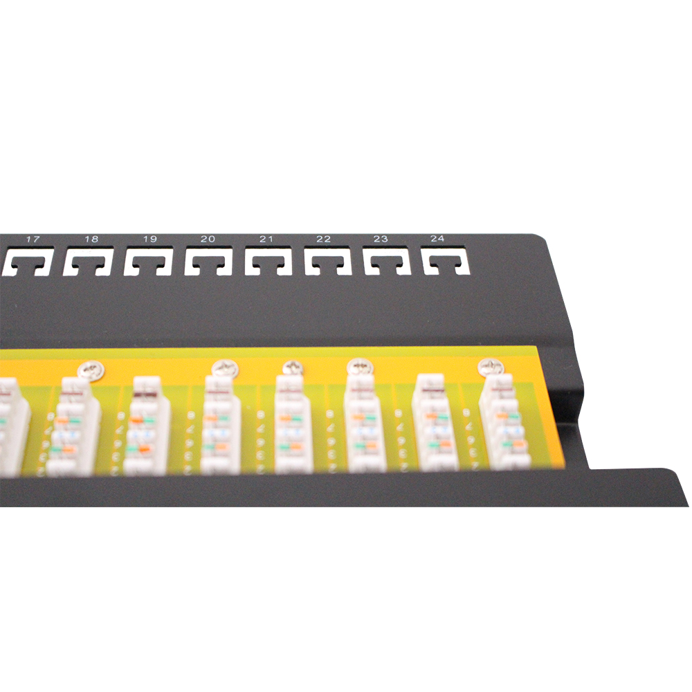 1U 24 portas cat6 110 IDC UTP patch panel de 90 graus