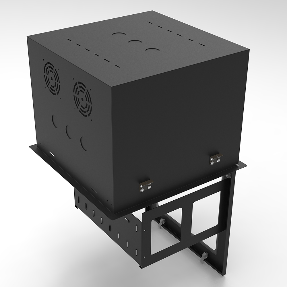 Armário de rack com porta de vidro de 19' embutido no teto 9U | Gabinete de TI que economiza espaço