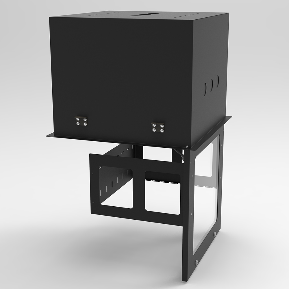 Armário de rack com porta de vidro de 19' embutido no teto 9U | Gabinete de TI que economiza espaço