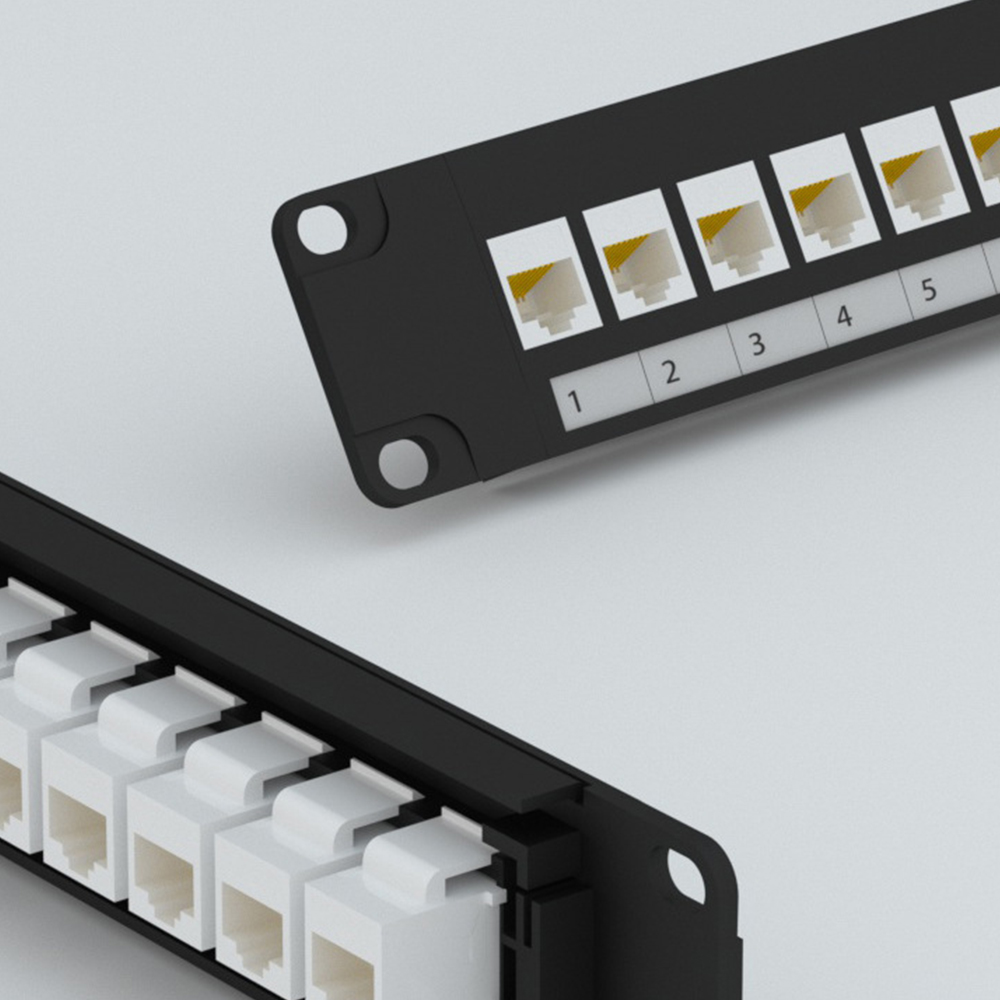 1U 24 portas FTP painel de remendo de cobre Ethenet em branco com obturador e aterramento