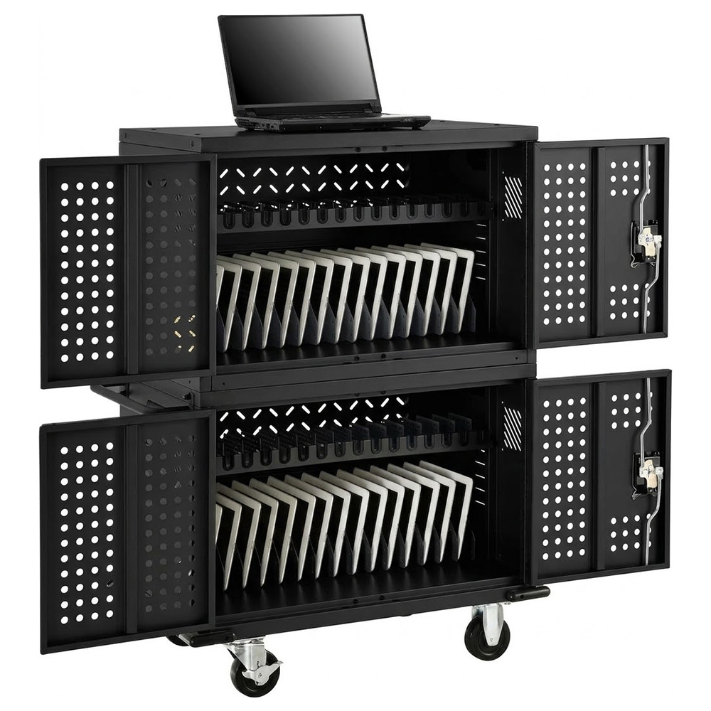 Carrinho de carregamento de 32 vias para laptops e Chromebooks com opções de carregamento inteligente