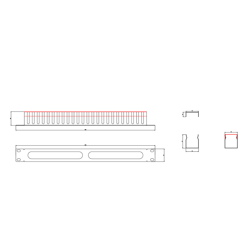 Gerenciamento de cabos metálicos para montagem em rack 1U com tampa