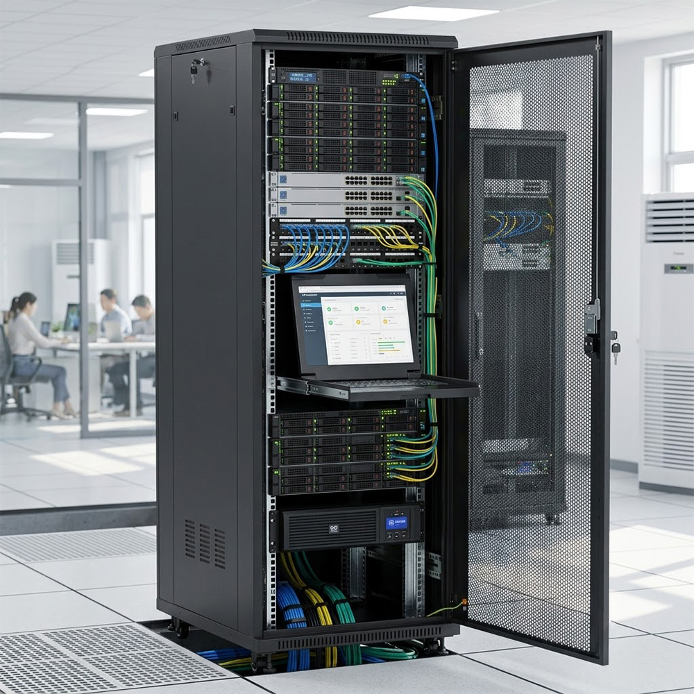Gabinete de rack de servidor independente WEBIT Slimline 42U 600x800 | Tipo de porta de malha única